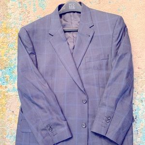Navy windowpane, 46 regular, traditional cut, jos a bank sportcoat